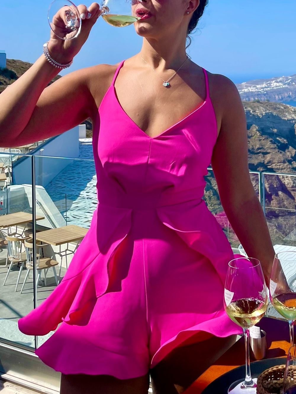 DO+BE Hot Pink V-Neck Sleeveless Romper